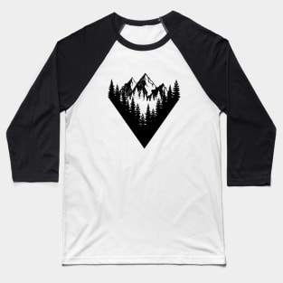 Mountains And Forest. Geometric Style Baseball T-Shirt